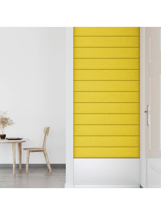 Nástěnné panely 12 ks světle žluté 90x15 cm textil 1,62 m²