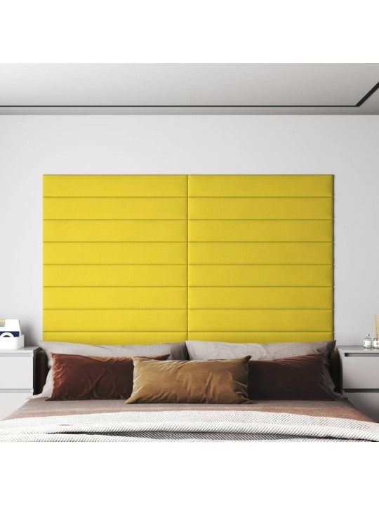 Nástěnné panely 12 ks světle žluté 90x15 cm textil 1,62 m²