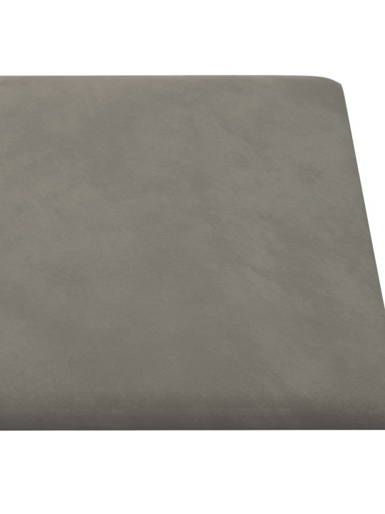 Nástěnné panely 12 ks světle šedé 90 x 15 cm samet 1,62 m²