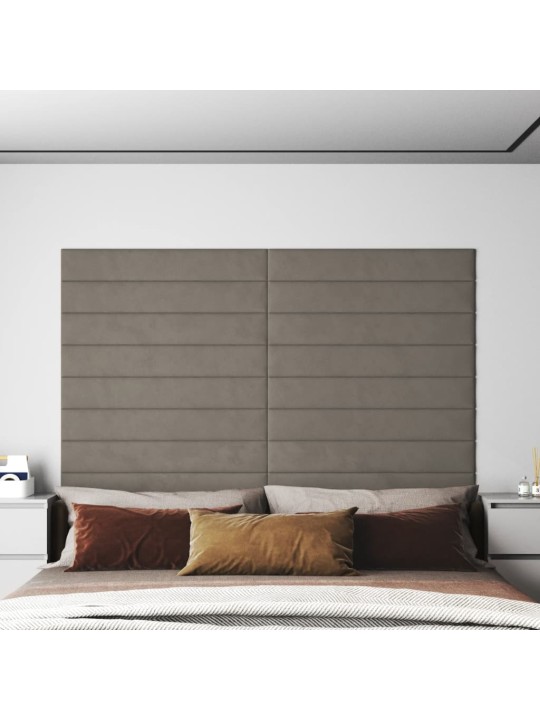 Nástěnné panely 12 ks světle šedé 90 x 15 cm samet 1,62 m²