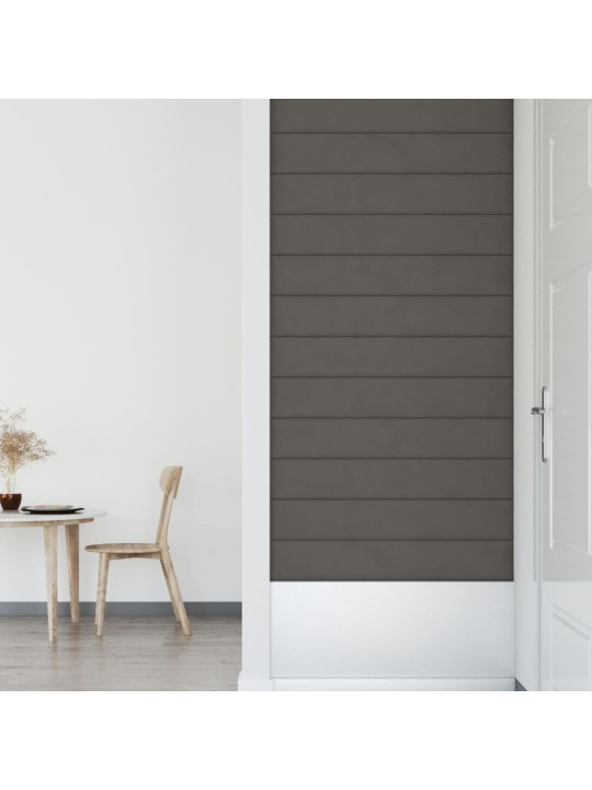 Nástěnné panely 12 ks tmavě šedé 90 x 15 cm samet 1,62 m²