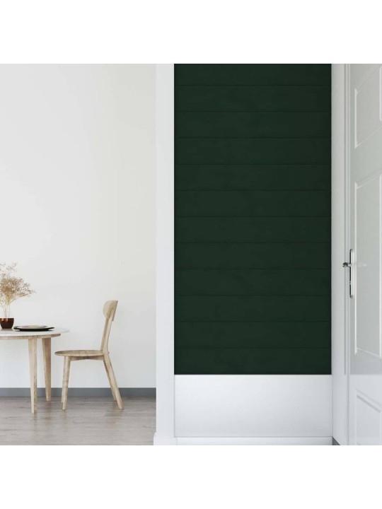 Nástěnné panely 12 ks tmavě zelené 90 x 15 cm samet 1,62 m²
