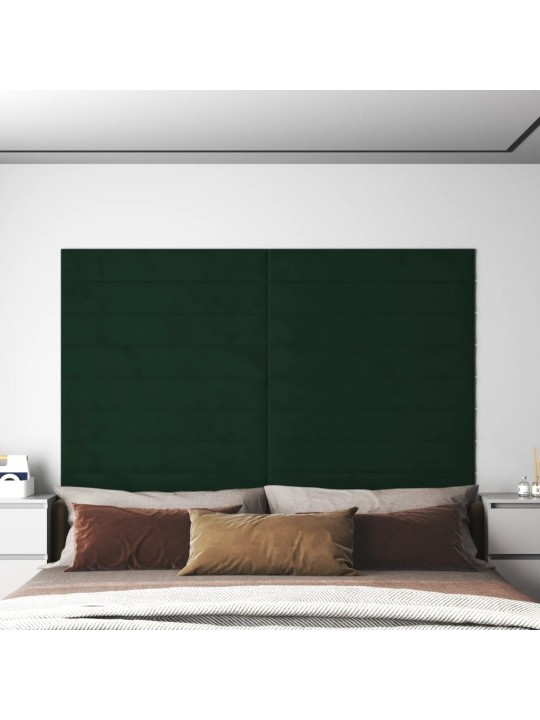 Nástěnné panely 12 ks tmavě zelené 90 x 15 cm samet 1,62 m²