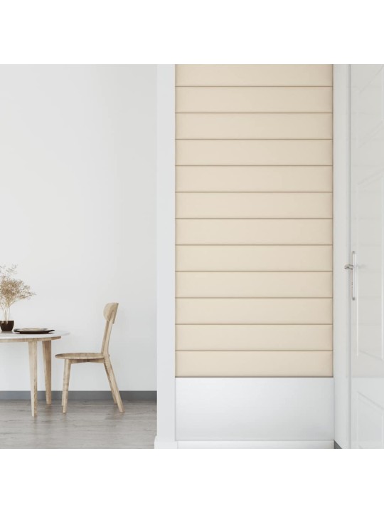 Nástěnné panely 12 ks krémové 90 x 15 cm samet 1,62 m²