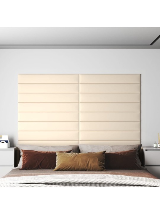 Nástěnné panely 12 ks krémové 90 x 15 cm samet 1,62 m²
