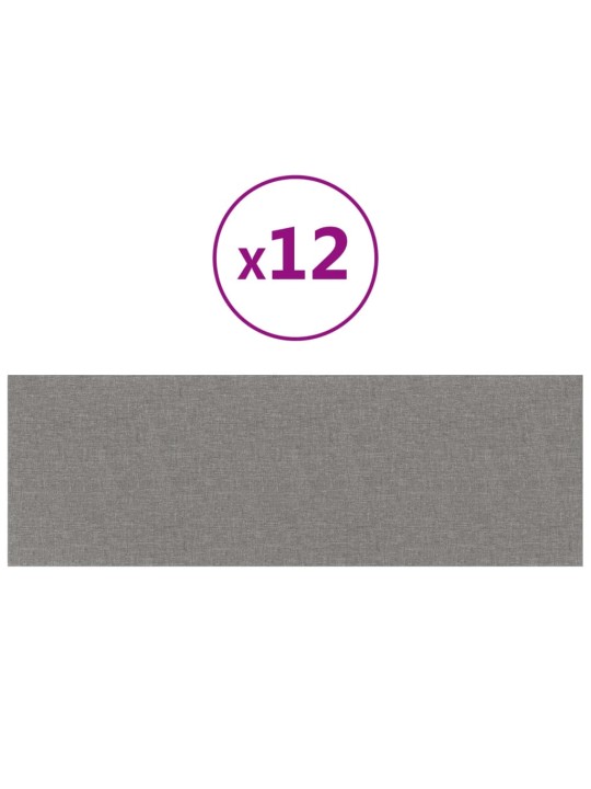Nástěnné panely 12 ks světle šedé 90 x 30 cm textil 3,24 m²