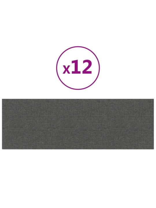 Nástěnné panely 12 ks tmavě šedé 90 x 30 cm textil 3,24 m²