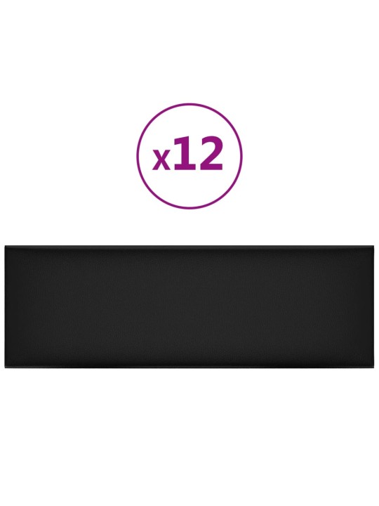 Nástěnné panely 12 ks černé 90 x 30 cm umělá kůže 3,24 m²