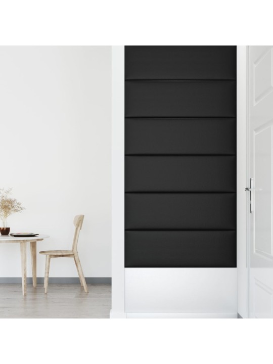 Nástěnné panely 12 ks černé 90 x 30 cm umělá kůže 3,24 m²