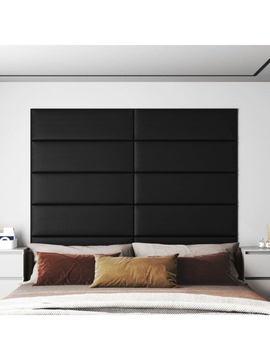 Nástěnné panely 12 ks černé 90 x 30 cm umělá kůže 3,24 m²