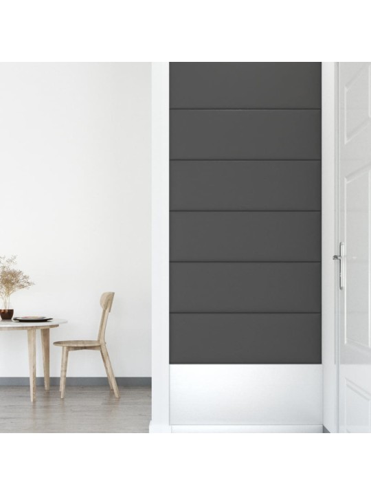 Nástěnné panely 12 ks šedé 90 x 30 cm umělá kůže 3,24 m²