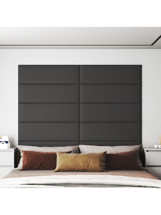Nástěnné panely 12 ks šedé 90 x 30 cm umělá kůže 3,24 m²