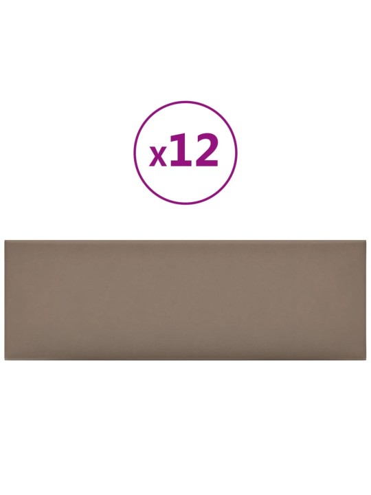Nástěnné panely 12 ks cappuccino 90 x 30 cm umělá kůže 3,24 m²