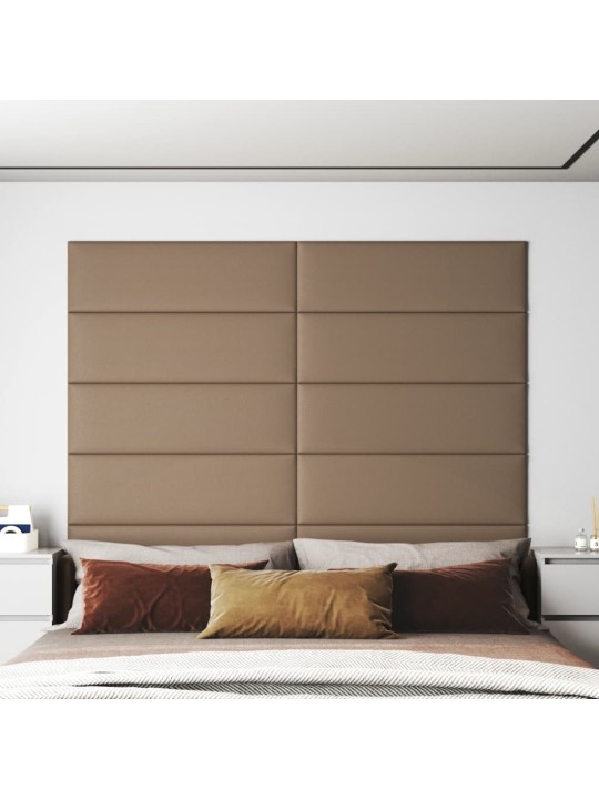 Nástěnné panely 12 ks cappuccino 90 x 30 cm umělá kůže 3,24 m²