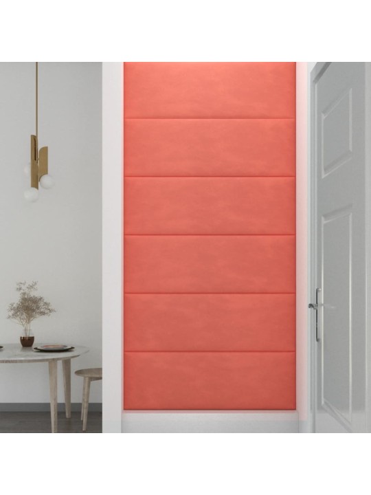 Nástěnné panely 12 ks růžové 90 x 30 cm samet 3,24 m²