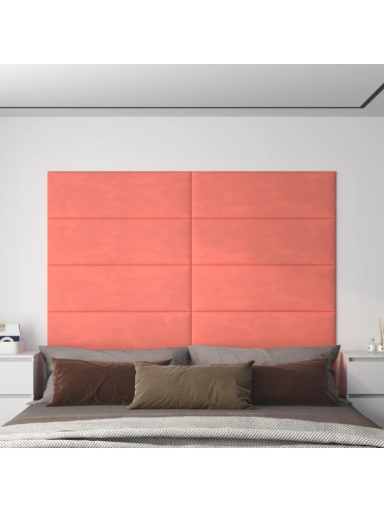 Nástěnné panely 12 ks růžové 90 x 30 cm samet 3,24 m²
