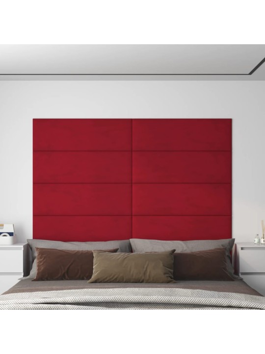 Nástěnné panely 12 ks vínové 90 x 30 cm samet 3,24 m²
