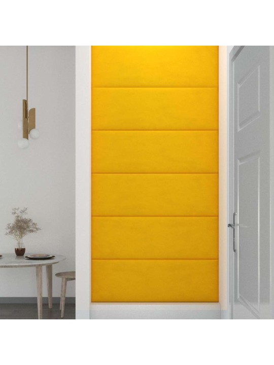 Nástěnné panely 12 ks žluté 90 x 30 cm samet 3,24 m²