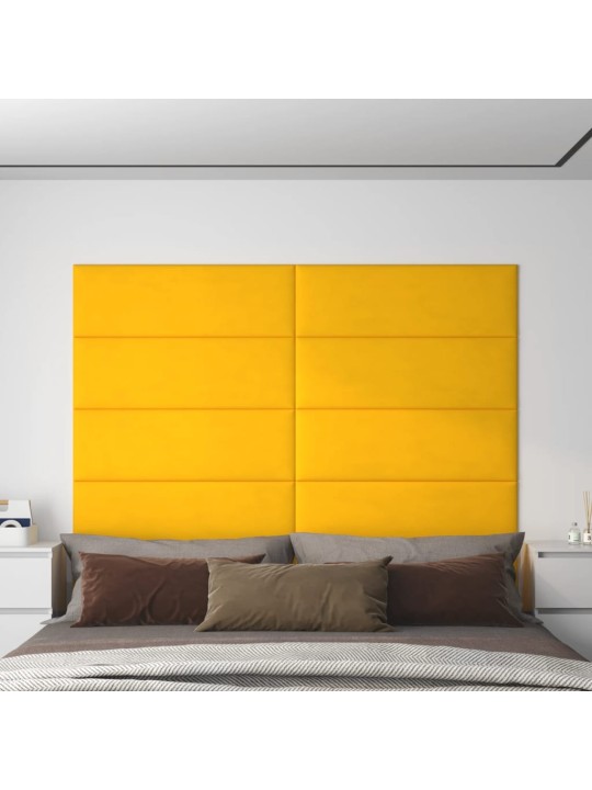 Nástěnné panely 12 ks žluté 90 x 30 cm samet 3,24 m²