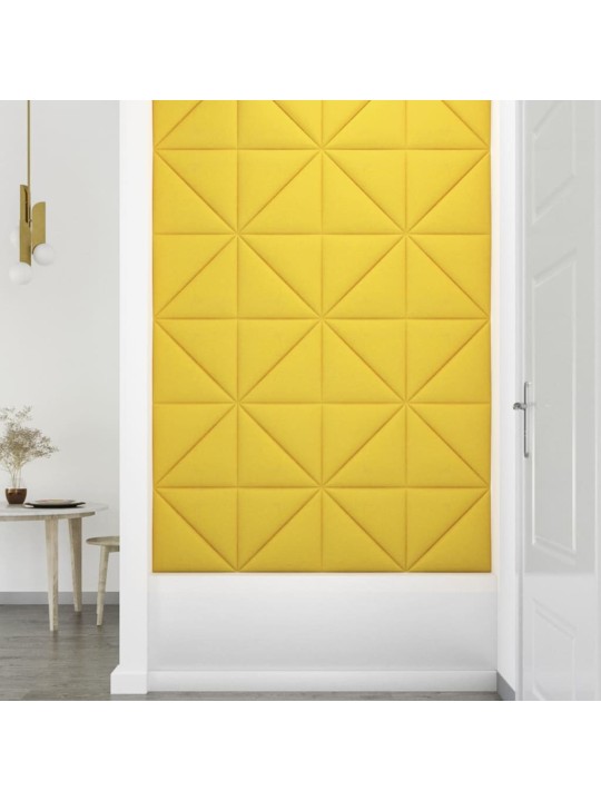 Nástěnné panely 12 ks světle žluté 30x30 cm textil 0,54 m²