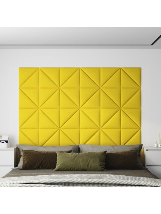 Nástěnné panely 12 ks světle žluté 30x30 cm textil 0,54 m²