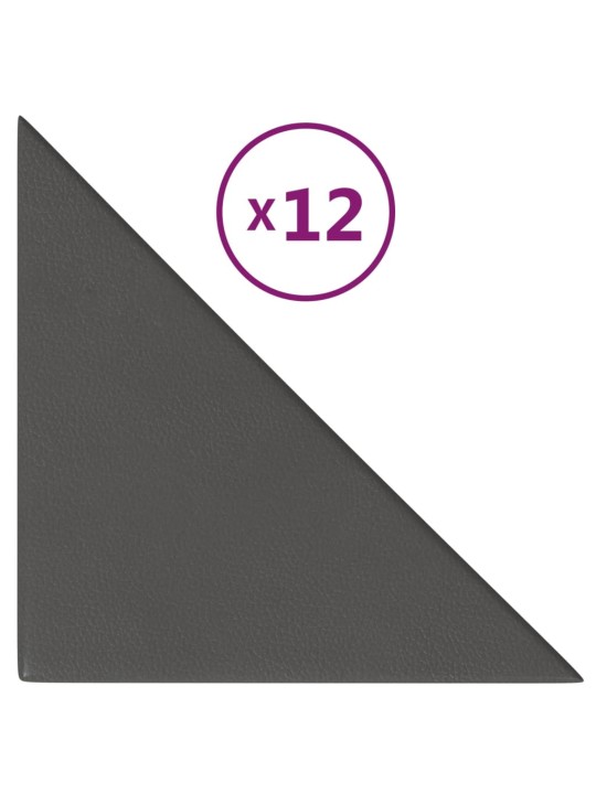 Nástěnné panely 12 ks šedé 30 x 30 cm umělá kůže 0,54 m²