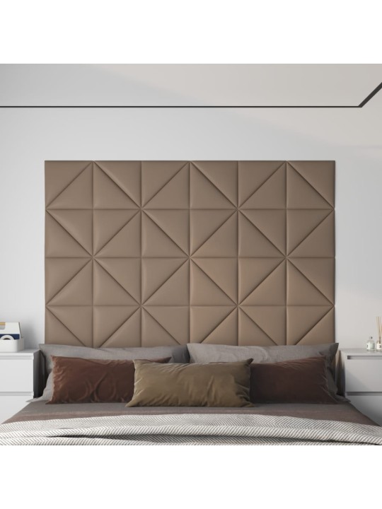 Nástěnné panely 12 ks cappuccino 30 x 30 cm umělá kůže 0,54 m²