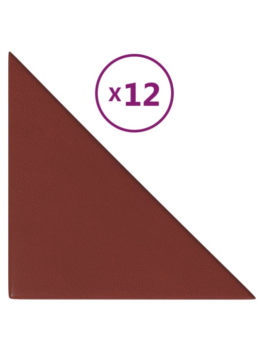 Nástěnné panely 12 ks vínové 30 x 30 cm umělá kůže 0,54 m²