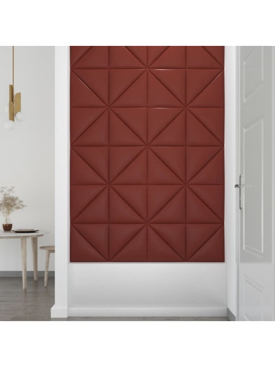 Nástěnné panely 12 ks vínové 30 x 30 cm umělá kůže 0,54 m²