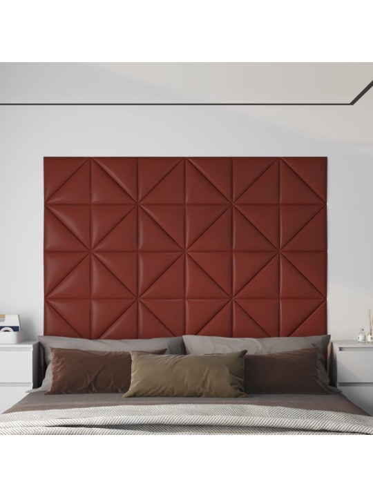 Nástěnné panely 12 ks vínové 30 x 30 cm umělá kůže 0,54 m²