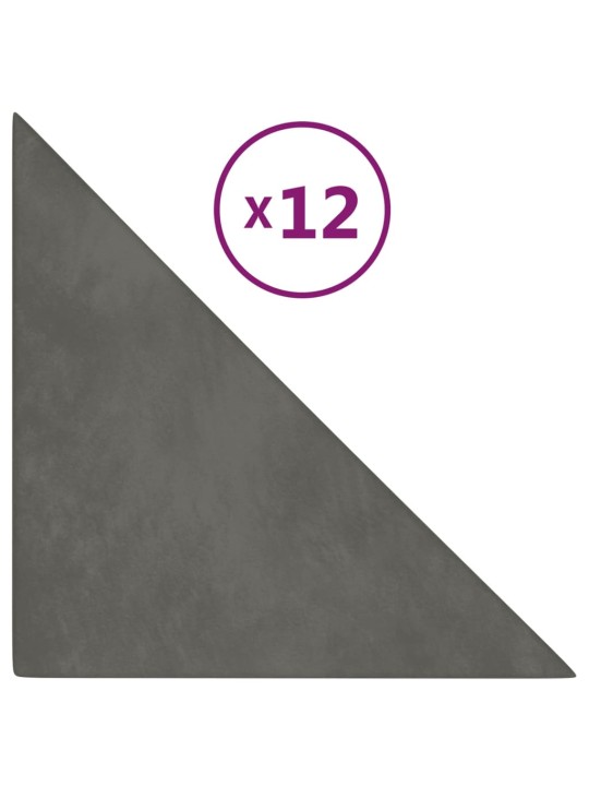 Nástěnné panely 12 ks tmavě šedé 30x30 cm samet 0,54 m²