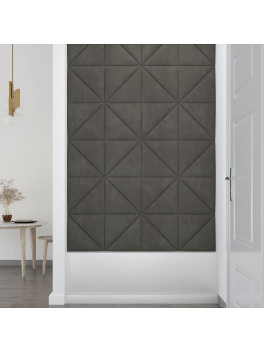 Nástěnné panely 12 ks tmavě šedé 30x30 cm samet 0,54 m²