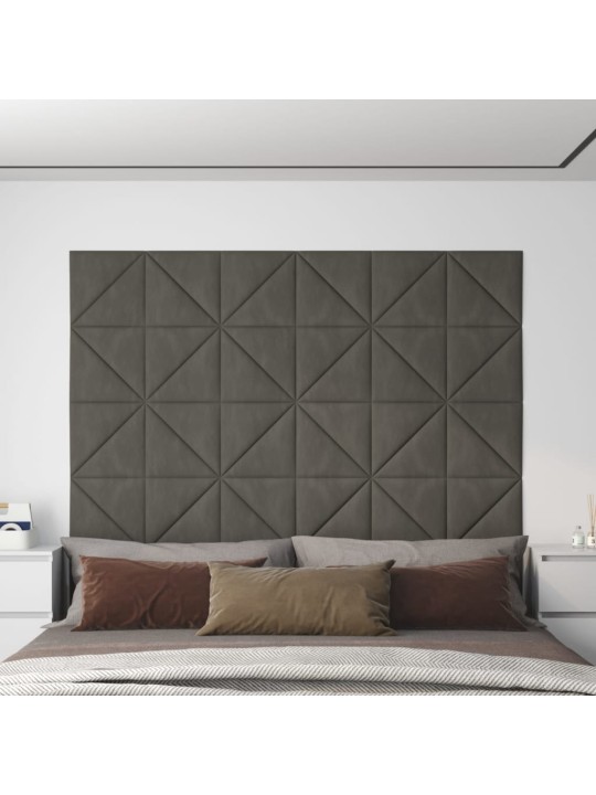 Nástěnné panely 12 ks tmavě šedé 30x30 cm samet 0,54 m²