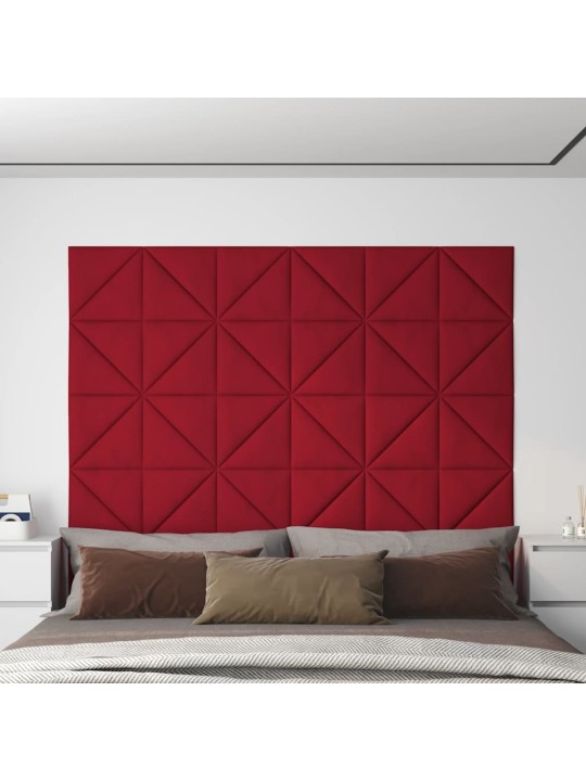 Nástěnné panely 12 ks vínové 30x30 cm samet 0,54 m²