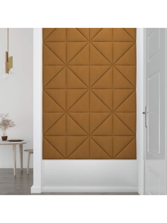 Nástěnné panely 12 ks hnědé 30 x 30 cm samet 0,54 m²