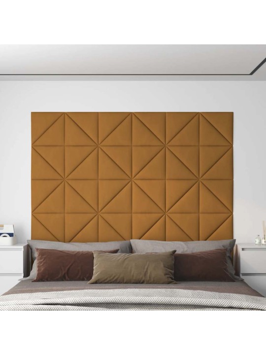Nástěnné panely 12 ks hnědé 30 x 30 cm samet 0,54 m²