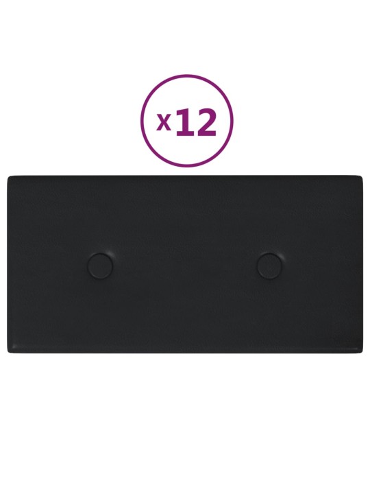 Nástěnné panely 12 ks černé 30 x 15 cm umělá kůže 0,54 m²