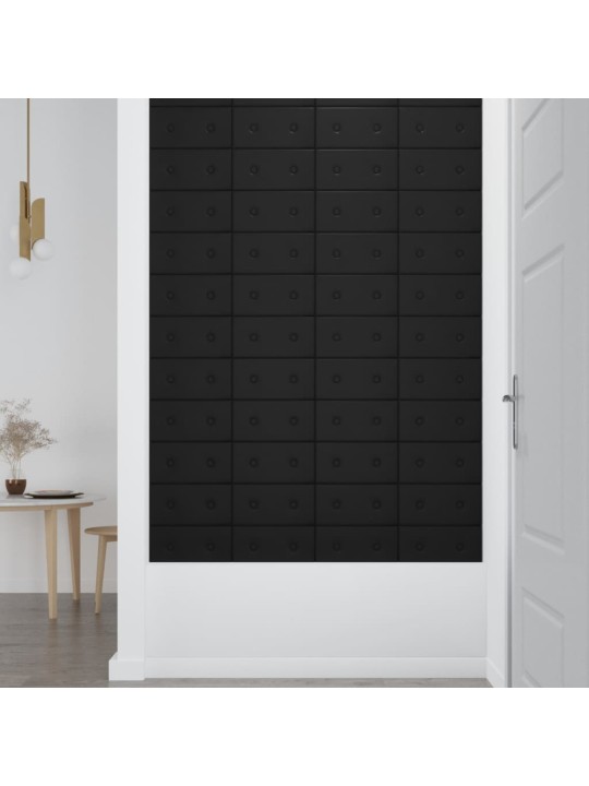 Nástěnné panely 12 ks černé 30 x 15 cm umělá kůže 0,54 m²
