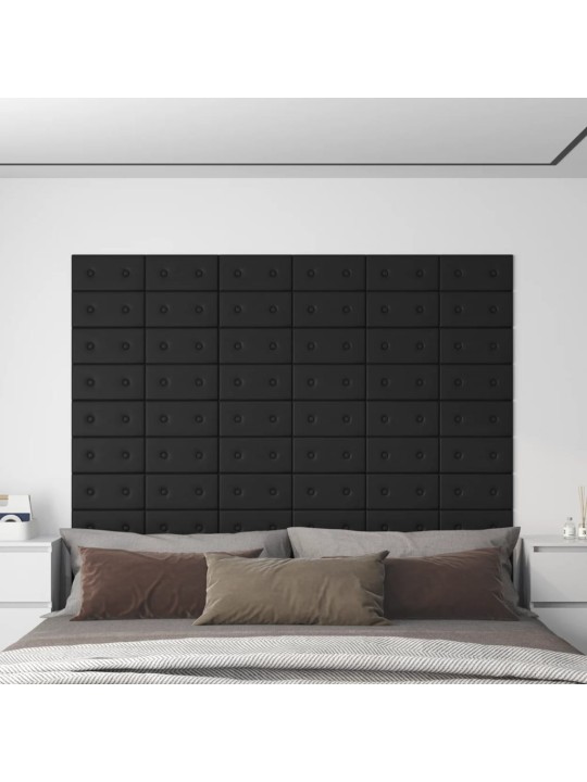 Nástěnné panely 12 ks černé 30 x 15 cm umělá kůže 0,54 m²