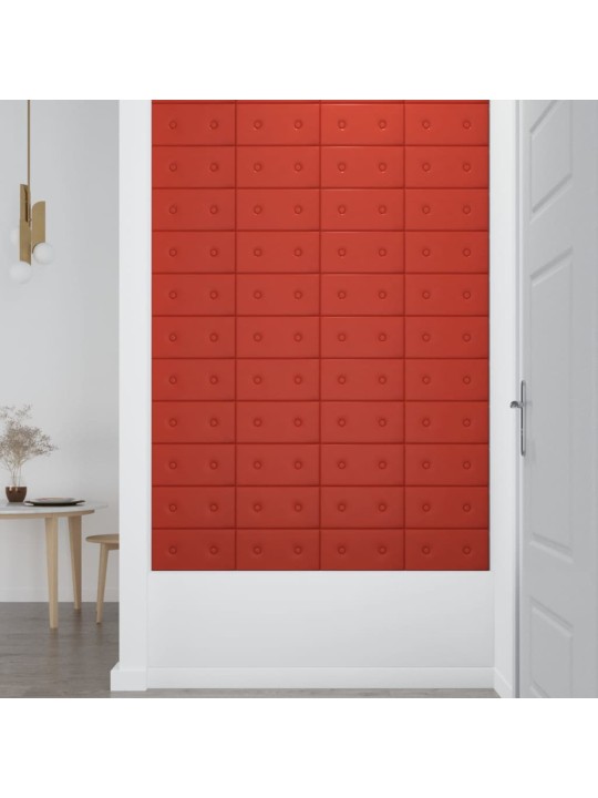 Nástěnné panely 12 ks červené 30 x 15 cm umělá kůže 0,54 m²