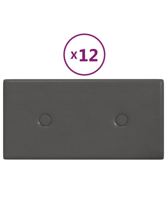 Nástěnné panely 12 ks šedé 30 x 15 cm umělá kůže 0,54 m²