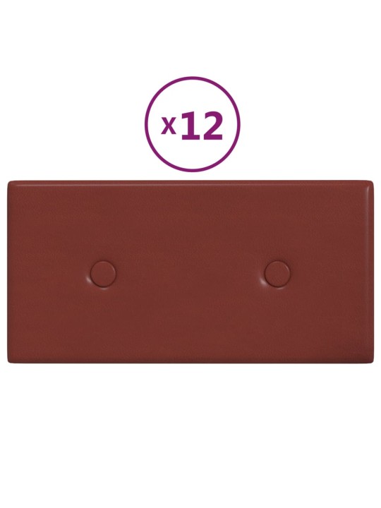 Nástěnné panely 12 ks vínové 30 x 15 cm umělá kůže 0,54 m²