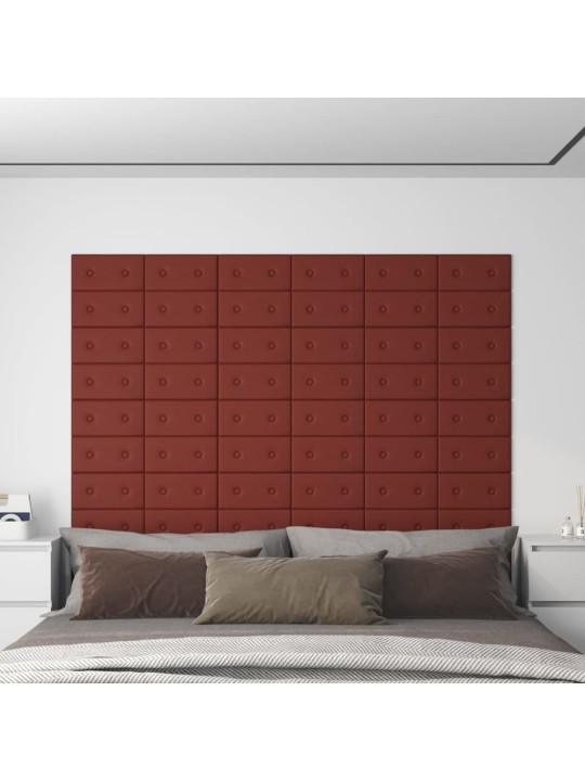 Nástěnné panely 12 ks vínové 30 x 15 cm umělá kůže 0,54 m²