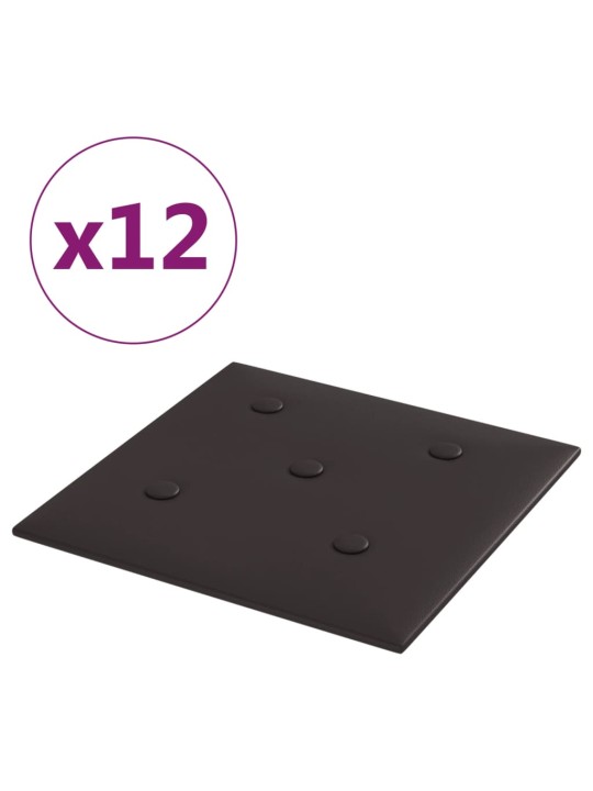 Nástěnné panely 12 ks černé 30 x 30 cm umělá kůže 1,08 m²
