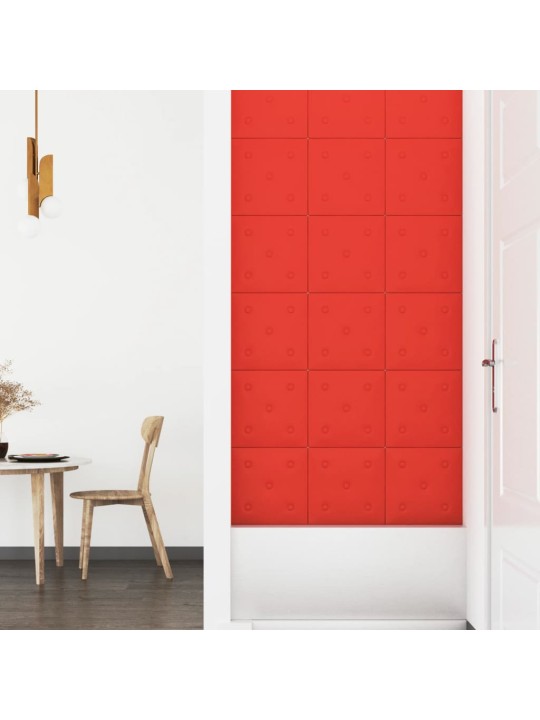 Nástěnné panely 12 ks červené 30 x 30 cm umělá kůže 1,08 m²