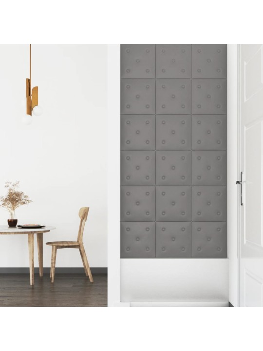 Nástěnné panely 12 ks šedé 30 x 30 cm umělá kůže 1,08 m²