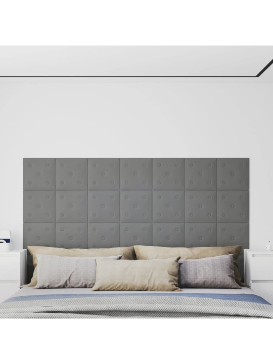 Nástěnné panely 12 ks šedé 30 x 30 cm umělá kůže 1,08 m²