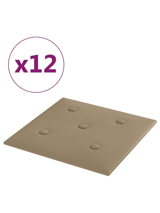 Nástěnné panely 12 ks cappuccino 30 x 30 cm umělá kůže 1,08 m²