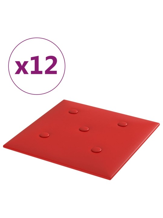 Nástěnné panely 12 ks vínové 30 x 30 cm umělá kůže 1,08 m²