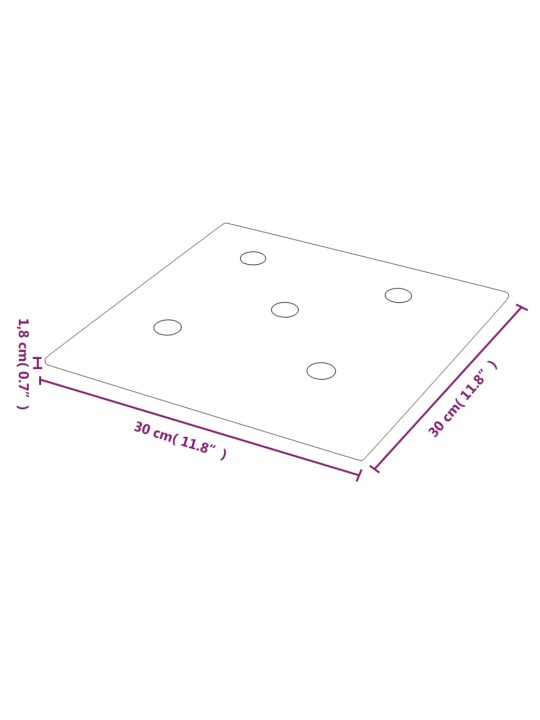 Nástěnné panely 12 ks vínové 30 x 30 cm umělá kůže 1,08 m²